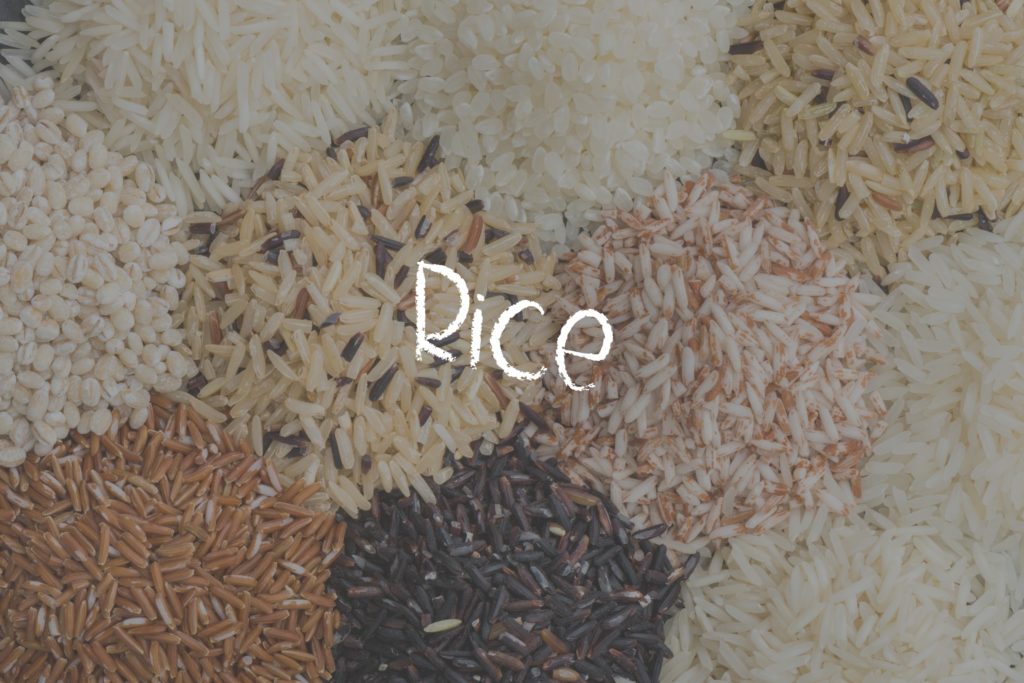 different kinds of rice side by side