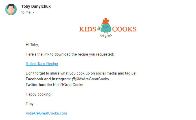 email for pdf download recipe
