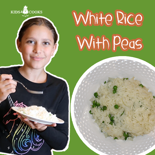 white rice with peas kids cooking