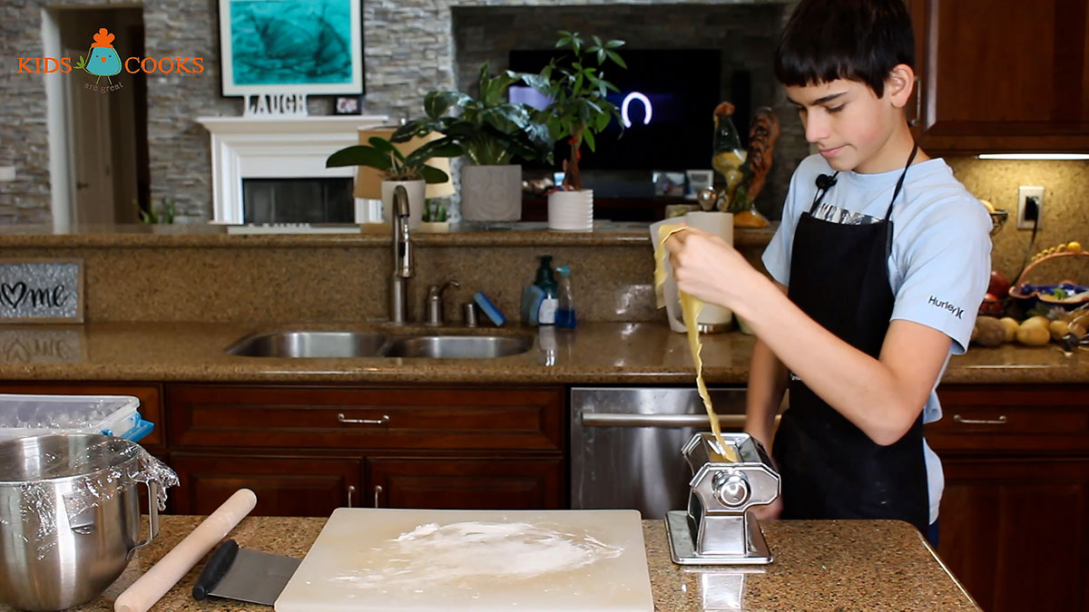 Roll sections of ravioli dough through pasta machine