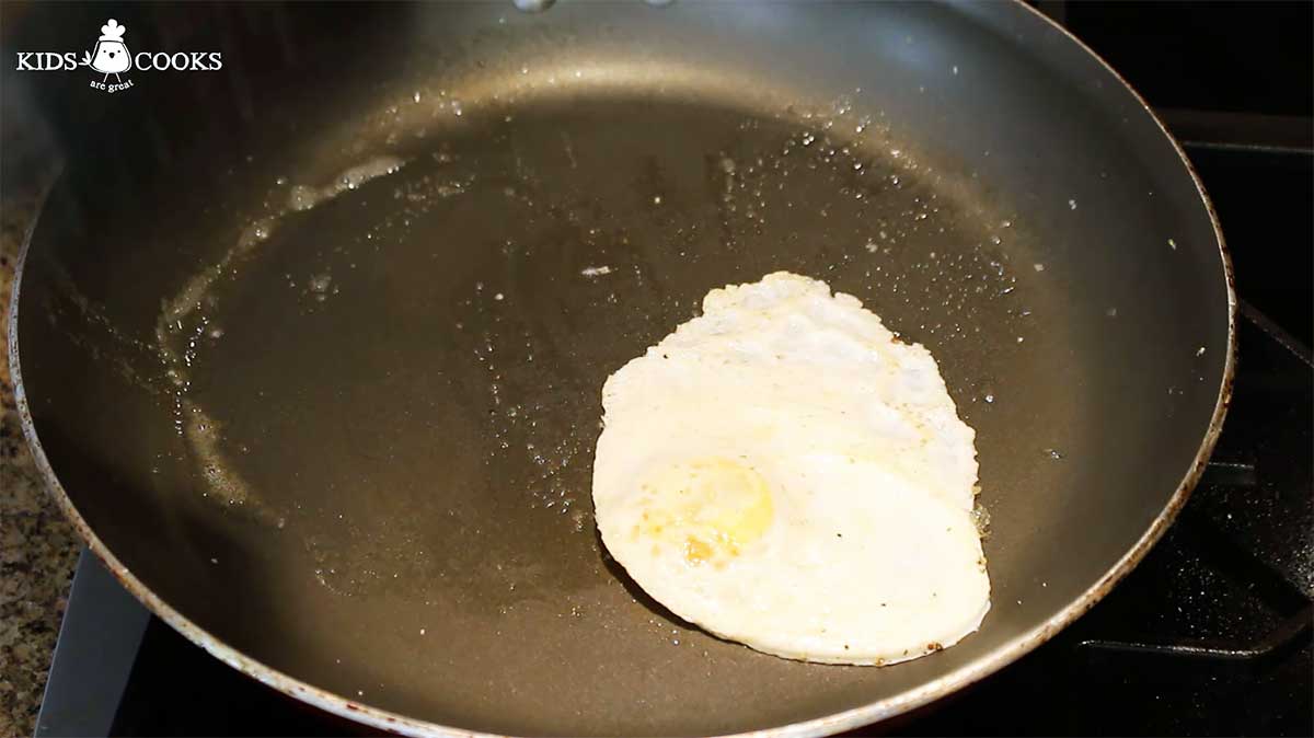 Cook the egg on the other side for 45 seconds